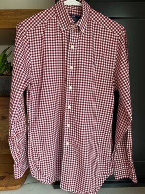 Vineyard Vines Red and White Gingham Button-Down Shirt
